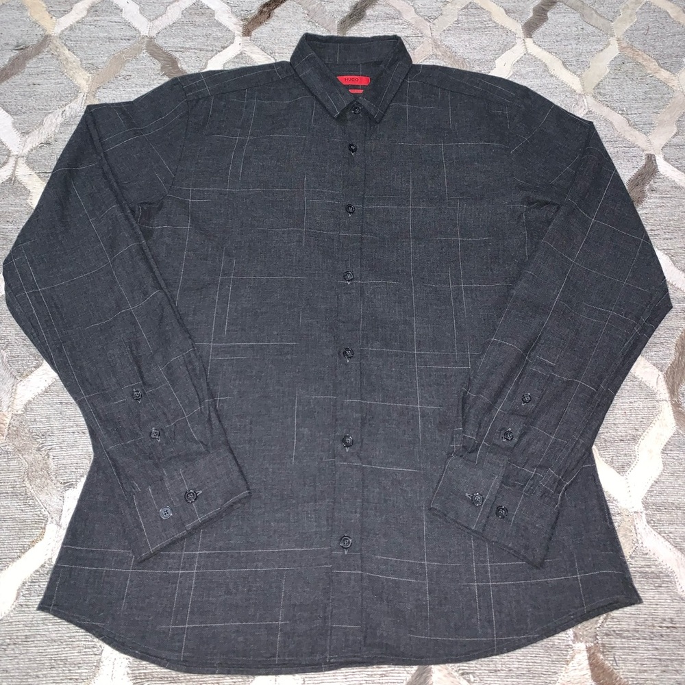 Grey Hugo Boss Extra Slim Fit Button-Up Shirt